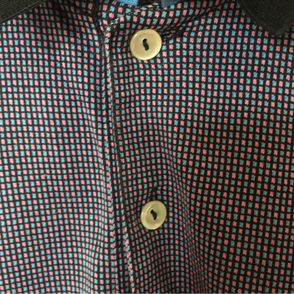 Peter Millar Blue Pink Square Short Sleeve Polo Shirt - Picture 8 of 9